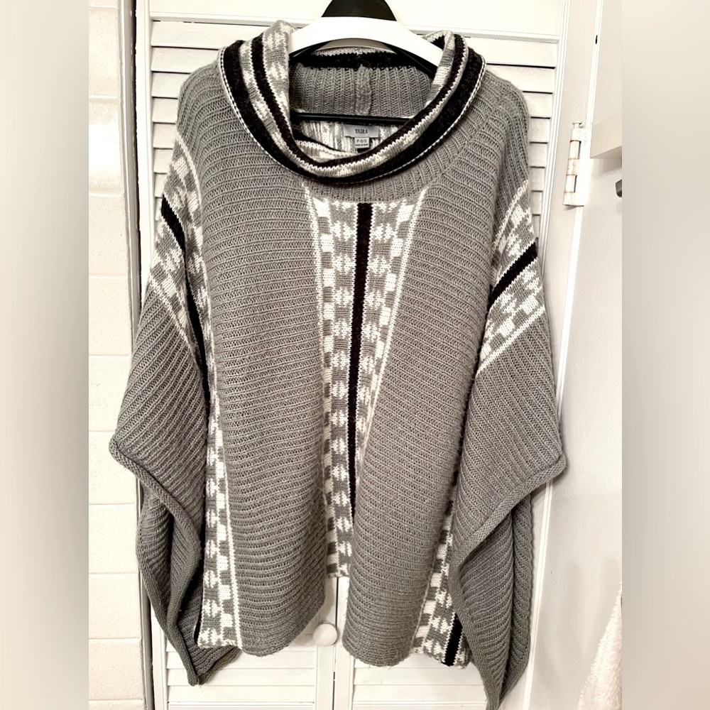 Yaira | Knit Aztec Sweater Poncho One Size